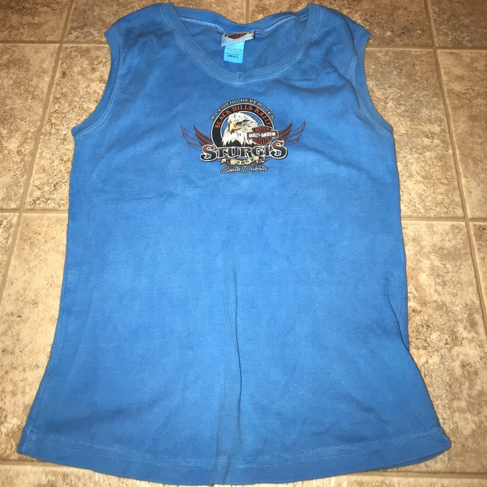 Harley Davidson blue Black Hill’s Ladies Tank Top